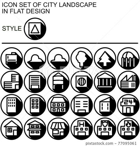 Flat design cityscape icon set 030 77095061