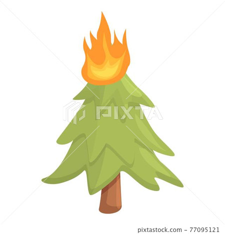 Fir tree in flame icon, cartoon style Fir tree in flame icon, cartoon style 77095121