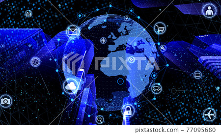 Global Communication Technology Smart City AI World Earth 3D Illustration Global Communication Technology Smart City AI World Earth 3D Illustration 77095680
