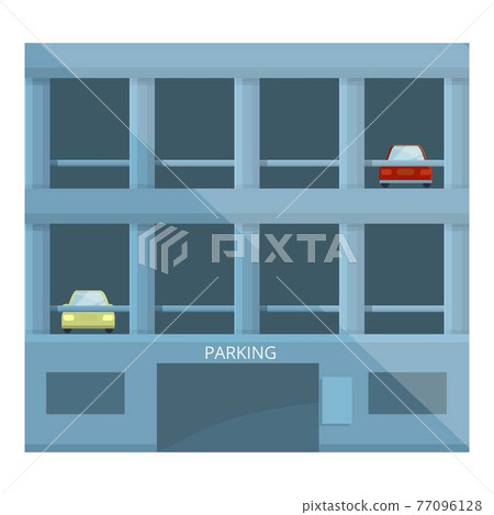 Paid parking building icon, cartoon style 77096128