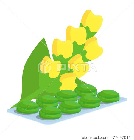 Yellow flower cough drops icon, cartoon style 77097015