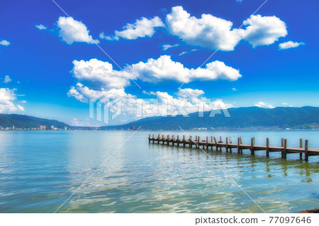 Lake Suwa in the summer 77097646