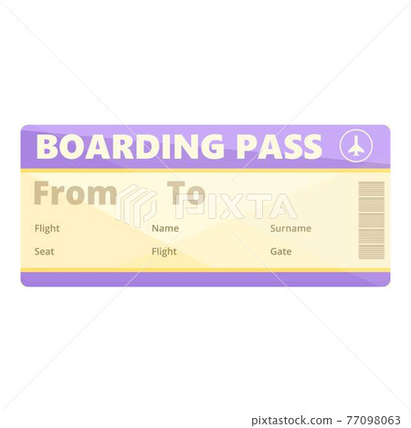 Visa boarding pass icon, cartoon style 77098063