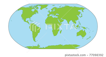 World map silhouette in Robinson projection 77098392