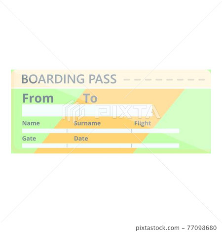 Travel boarding pass icon, cartoon style Travel boarding pass icon, cartoon style 77098680