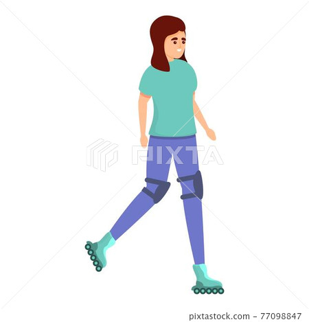 Girl rollerblading activity icon, cartoon style 77098847