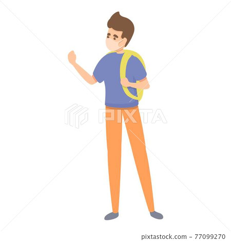 Quarantine school boy icon, cartoon style 77099270