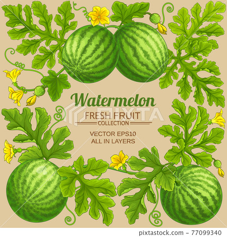 watermelon frame on color background watermelon frame on color background 77099340