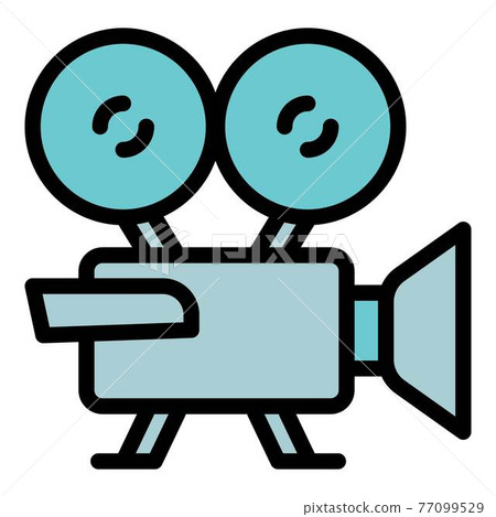 Movie camera icon, outline style 77099529