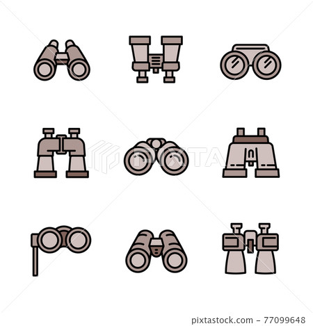 Binoculars icons set, outline style 77099648