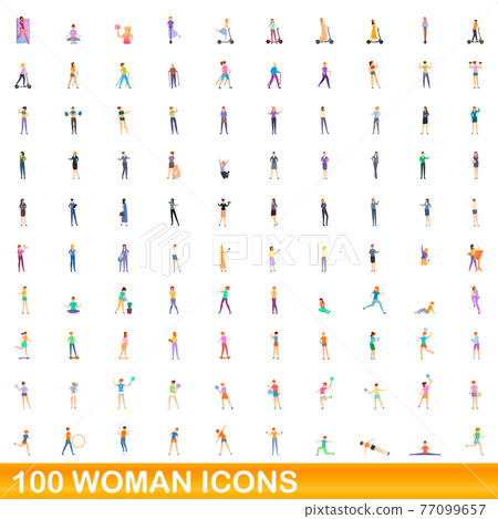 100 woman icons set, cartoon style - Stock Illustration [77099657] - PIXTA