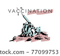 Doctors raise a syringe with a vaccine symbolizing the victory over viruses 77099753
