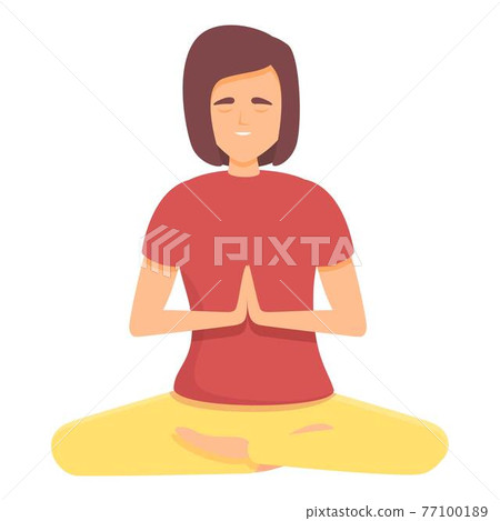 Ayurvedic meditation icon, cartoon style Ayurvedic meditation icon, cartoon style 77100189