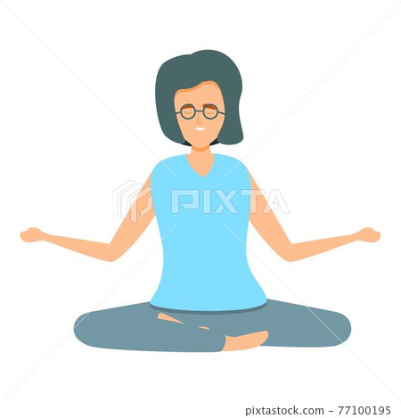Mother meditation icon, cartoon style Mother meditation icon, cartoon style 77100195