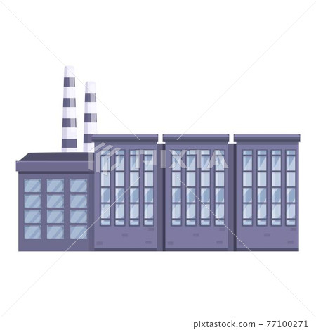 Thread production factory building icon, cartoon style Thread production factory building icon, cartoon style 77100271