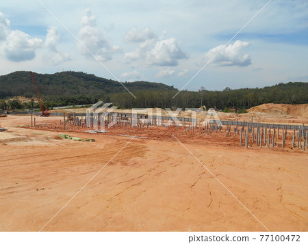 SEREMBAN, MALAYSIA -JANUARY 08, 2017: Construction site with piling work is in progress. Piling work is the most popular for the building foundation work. 77100472