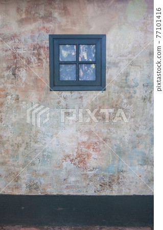 External view of an ancient vintage window of a medieval town in Italy, Europe. External view of an ancient vintage window of a medieval town in Italy, Europe. 77101416