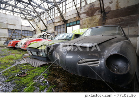 廢墟、報廢汽車、草hiro、報廢車身、草地英雄、復古車、老爺車、甲殼蟲、Wagenbus 77102180