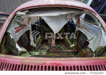 廢墟、報廢汽車、草hiro、報廢車身、草地英雄、復古車、老爺車、甲殼蟲、Wagenbus 77102203