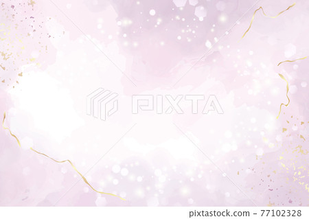 Abstract dusty violet liquid watercolor background with golden glitter splash and bokeh. Pastel marble alcohol ink drawing effect. Vector illustration of abstract stylish geode backdrop 77102328
