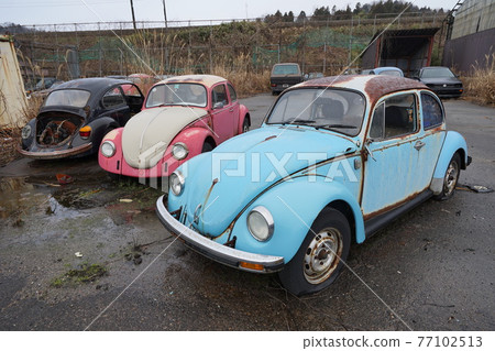 廢墟、報廢汽車、草hiro、報廢車身、草地英雄、復古車、老爺車、甲殼蟲、Wagenbus 77102513