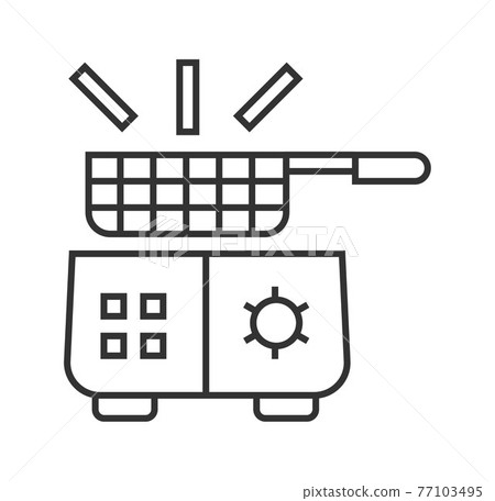 Deep fryer pixel perfect icon vector. Kitchen small appliances line sign. Household tools symbol for app, web. Deep fryer pixel perfect icon vector. Kitchen small appliances line sign. Household tools symbol for app, web. 77103495