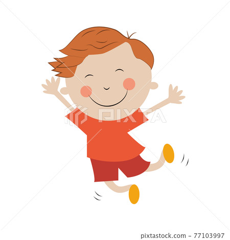 Boy and girl jumping for joy isolated on white... - Stock Illustration ...