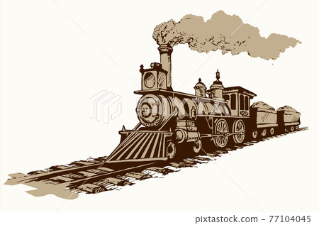 Vector illustration. Locomotive 77104045