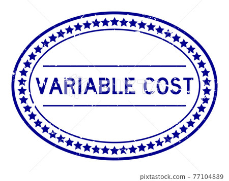 Grunge blue variable cost word oval rubber seal stamp on white background 77104889