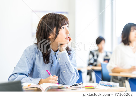 女大學生在教室裡上課攝影合作：中央工業大學附屬日語學校 77105202