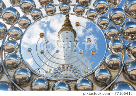 Perspective line from Religious Buddhism in Thailand. Five Buddha Statues, Perspective line from Religious Buddhism in Thailand. Five Buddha Statues, 77106413