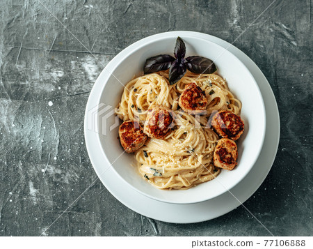 Zucchini Parmesan Meatballs with Pasta Carbonara Zucchini Parmesan Meatballs with Pasta Carbonara 77106888