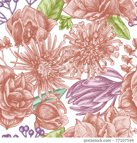 Seamless pattern with hand drawn pastel... - Stock Illustration ...