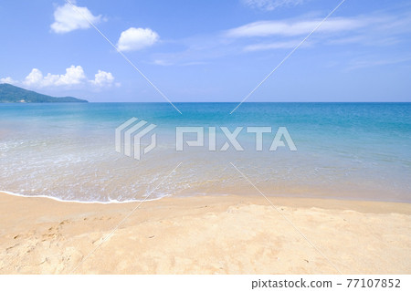 Landscapes View The atmosphere is beautiful Sand and sea and the color of the sky, The beach phuket of Thailand. 77107852