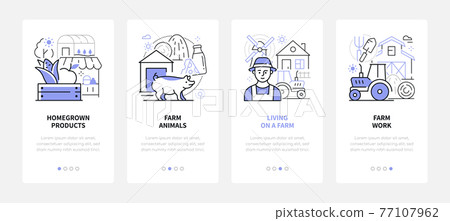 Farming - modern line design style web banners 77107962