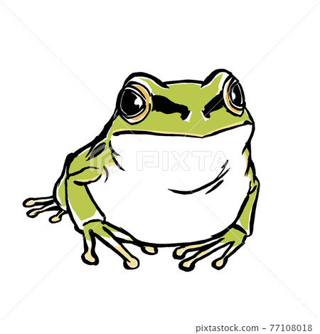 Japanese tree frog alone, brush drawing and - Stock
