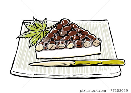 Minazuki, brush-painted and matte-painted on a glass square plate with a blue maple 77108029