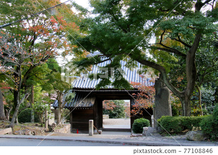 View of a different space through the Niomon Gate, which is separated from the main shrine at the Kabutoyama Daishi Kannōji Temple located at the southern foot of Mt. View of a different space through the Niomon Gate, which is separated from the main shrine at the Kabutoyama Daishi Kannōji Temple located at the southern foot of Mt. 77108846