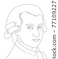 Realistic illustration of the Austrian composer Wolfgang Amadeus Mozart	 77109227