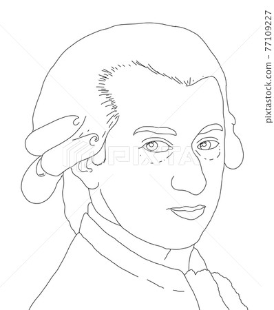 Realistic illustration of the Austrian composer Wolfgang Amadeus Mozart	 77109227
