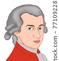 Realistic illustration of the Austrian composer Wolfgang Amadeus Mozart	 77109228