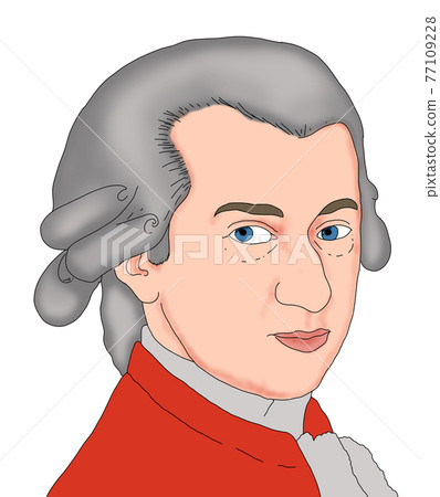 Realistic illustration of the Austrian composer Wolfgang Amadeus Mozart	 77109228