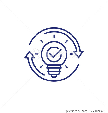 idea generator line icon on white, vector 77109320