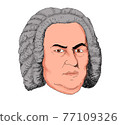 Realistic illustration of the composer Johann Sebastian Bach 77109326