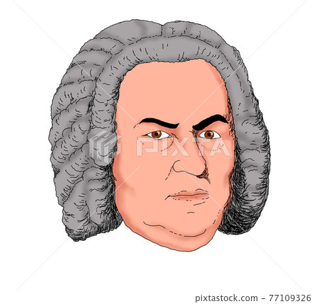 Realistic illustration of the composer Johann Sebastian Bach 77109326
