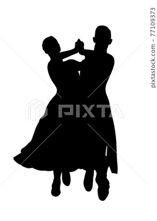 dancing couple male and female black silhouette 77109373