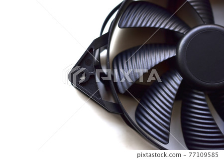 Black computer cooler on a white background close-up Black computer cooler on a white background close-up 77109585