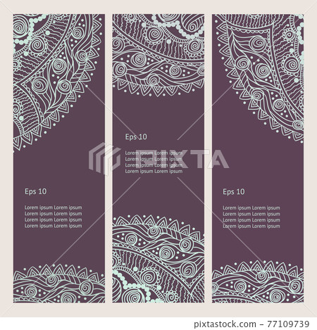 Beautiful Indian floral ornament. Persian Ethnic Mandala. Henna tattoo style banners could be used as greeting card, business card, phone case print Beautiful Indian floral ornament. Persian Ethnic Mandala. Henna tattoo style banners could be used as greeting card, business card, phone case print 77109739