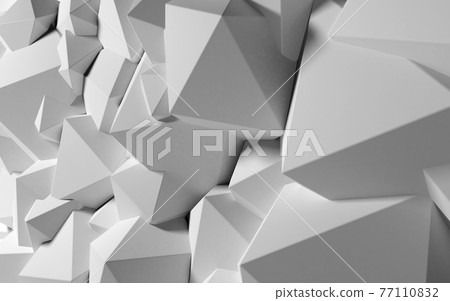 Abstract background with white 3D shapes flying in the light as a messy array or chaotic structure for any pastel backdrop. 3D illustration. 77110832