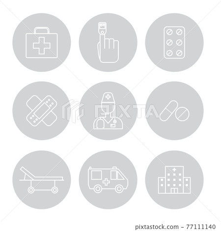 Set of Simple medical icon in trendy line style isolated on white background for web apps and mobile concept Set of Simple medical icon in trendy line style isolated on white background for web apps and mobile concept 77111140